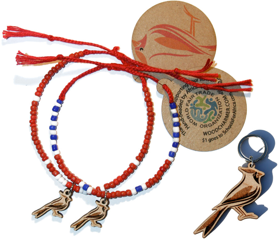 Custom High School Beaded Charm Bracelet and Wooden Key Chain
